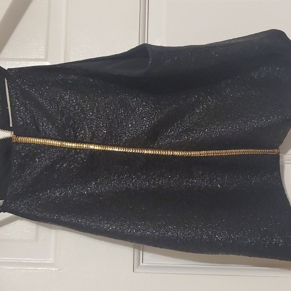 NWOT Sans Souci Shimmery Halter Neck Top M Black with shimmer all over - Picture 3 of 7